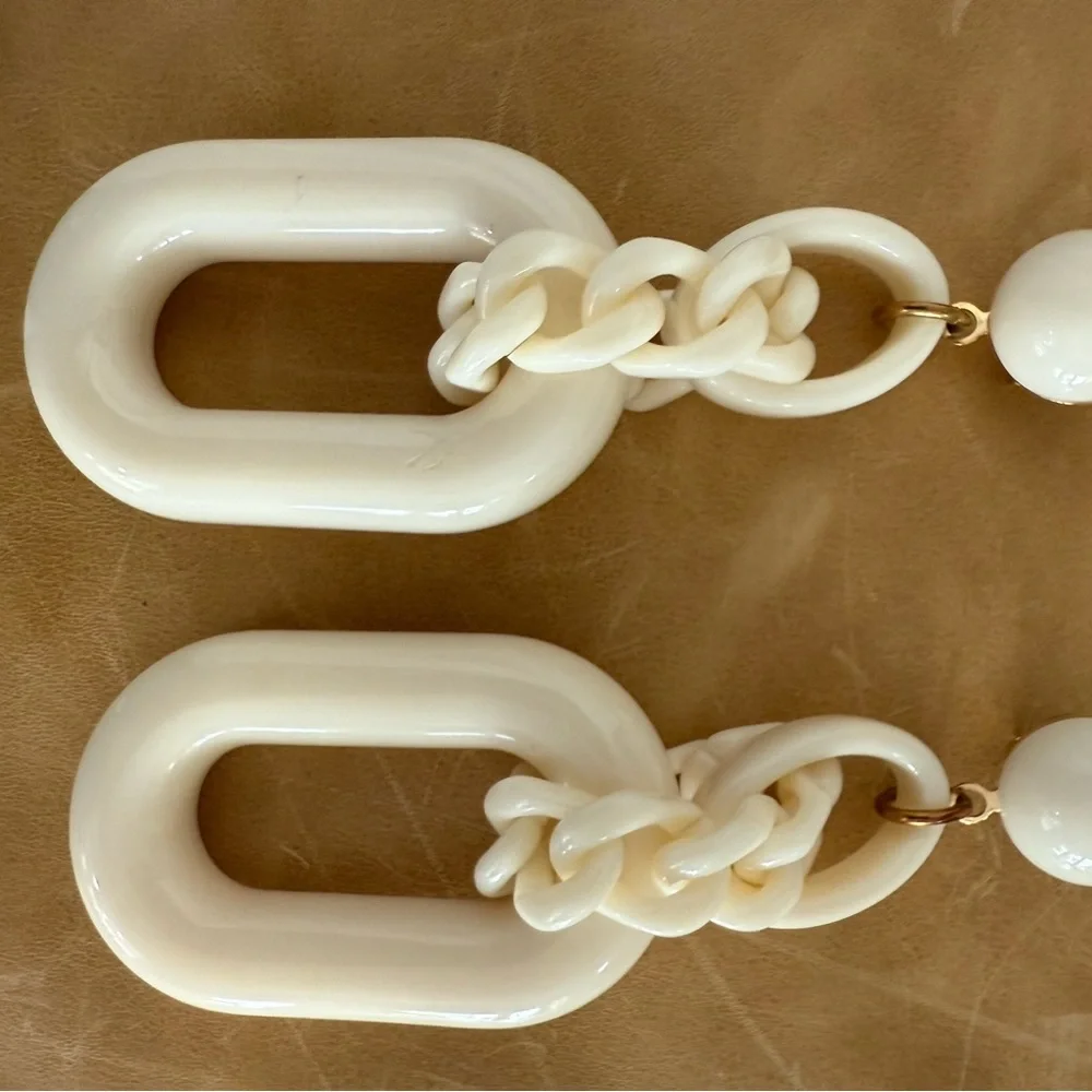Anthropologie Statement Cream Colored Earrings EUC